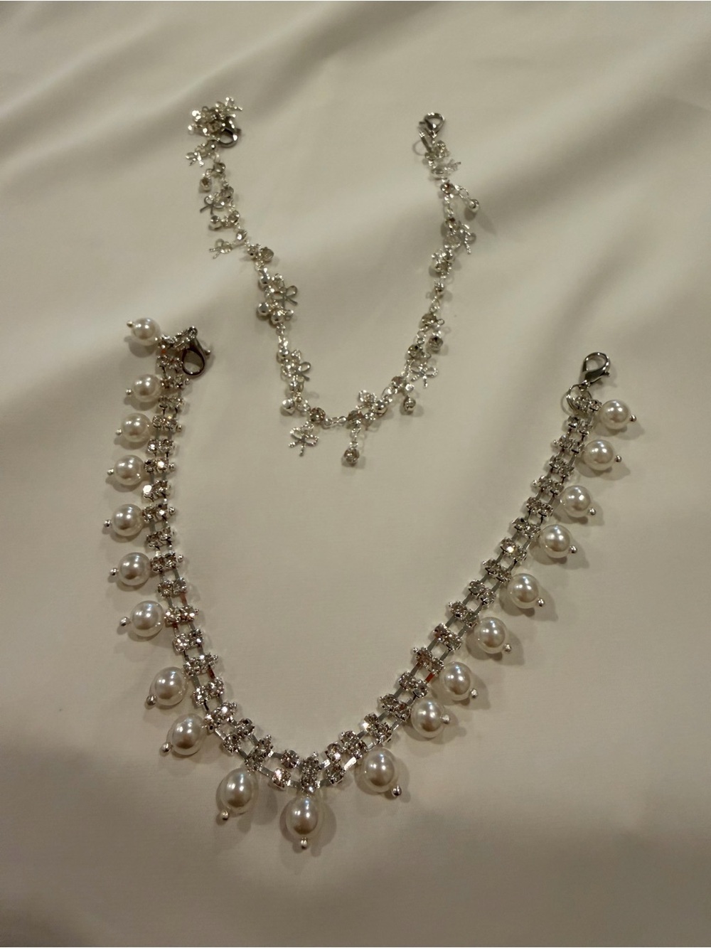 Light Blue Pearl and Rhinestone Embellished Shoe charms - Picture 8 of 9